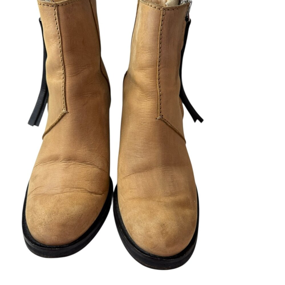 Acne Studios Pistol Nubuck Leather Ankle Boots Tan Brown Italy Women’s Size 8.5 - Picture 4 of 14